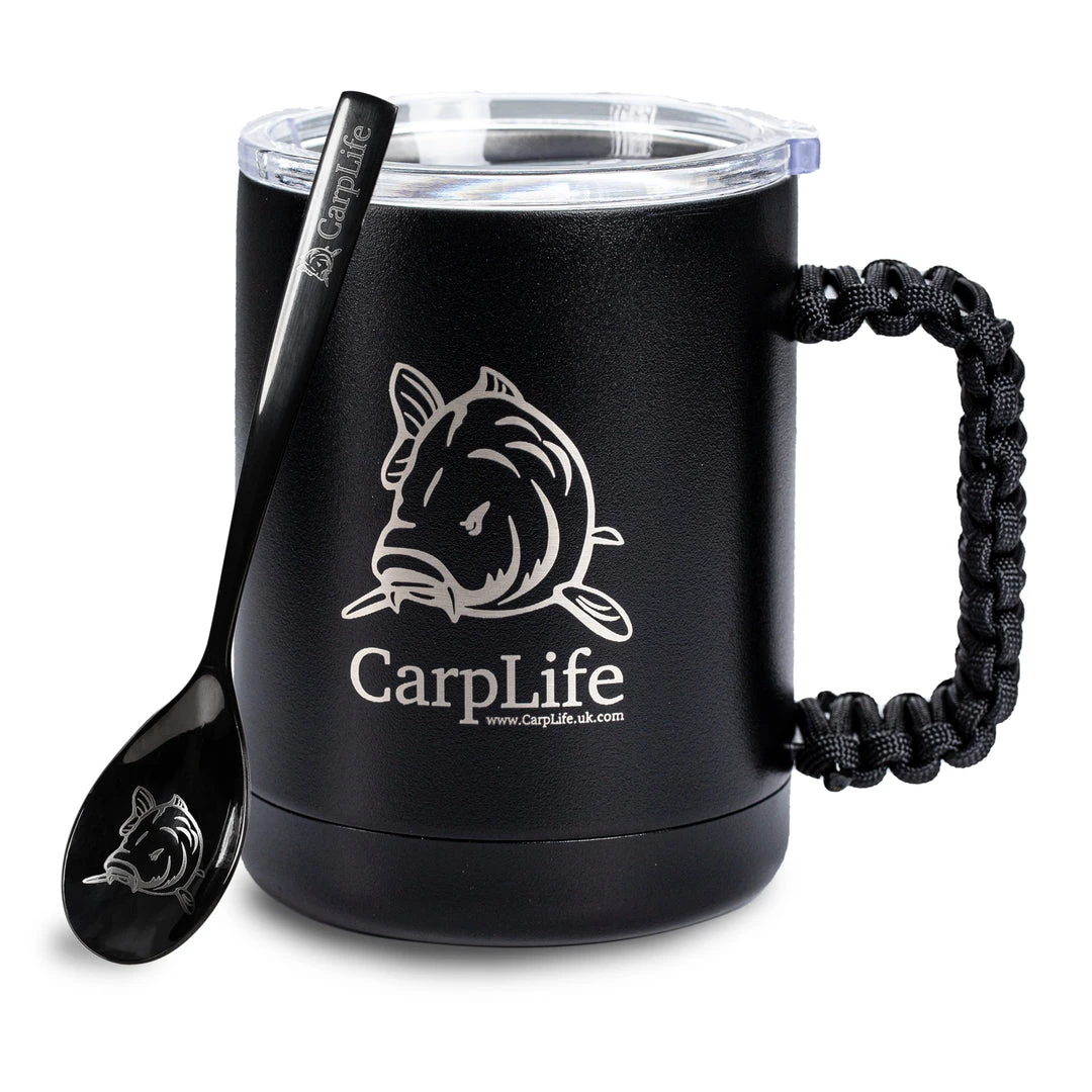 Carplife Products CarpLife Thermal Mug & Spoon Set - Black Paracord Handle 2 Carplife Products CarpLife Thermal Mug & Spoon Set - Black Paracord Handle