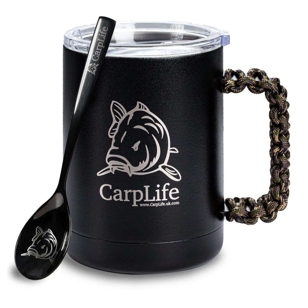Carplife Products CarpLife Thermal Mug & Spoon Set - Black Paracord Handle 3 Carplife Products CarpLife Thermal Mug & Spoon Set - Black Paracord Handle