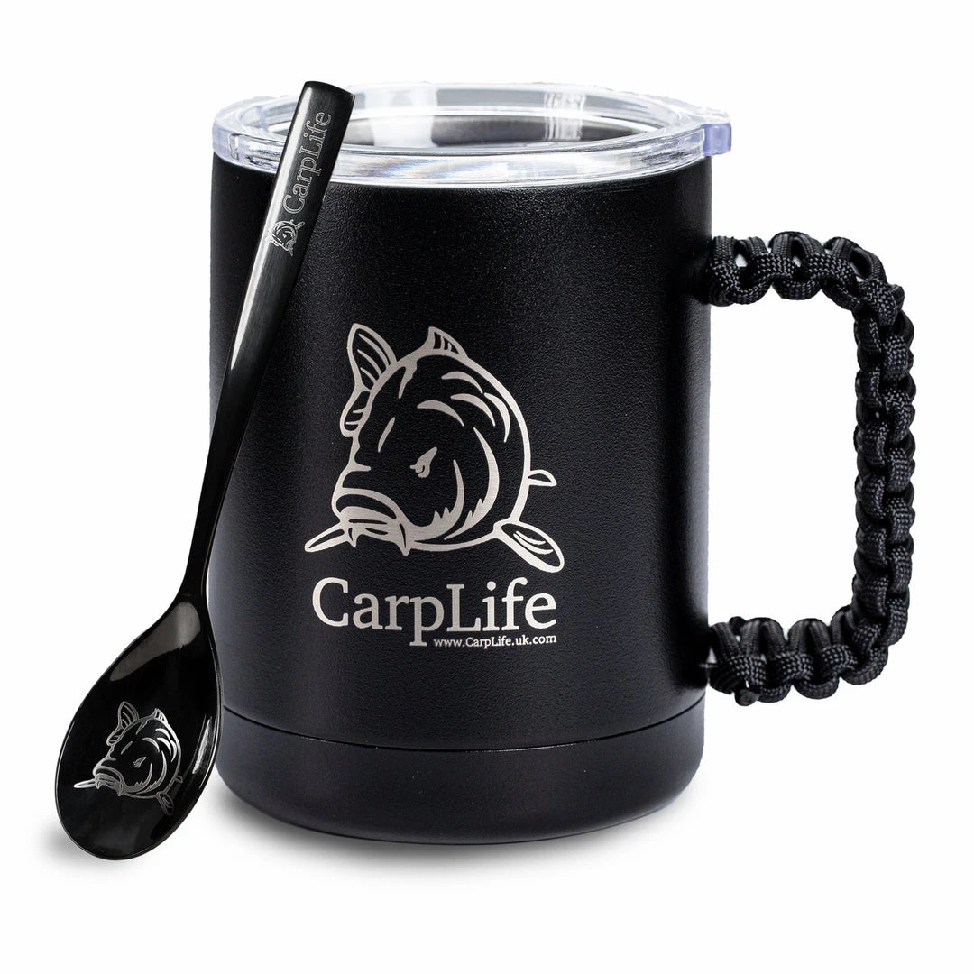 Carplife Products CarpLife Thermal Mug & Spoon Set - Black Paracord Handle 1 Carplife Products CarpLife Thermal Mug & Spoon Set - Black Paracord Handle