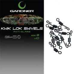 Terminal Tackle & Accessories GARDNER TACKLE COVERT KWIK LOK SWIVELS SIZE 8 ANTI GLARE