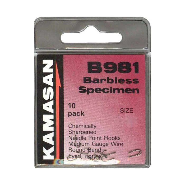 Coarse Kamasan B981 Specimen Eyed Hooks (Barbless) 1 Coarse Kamasan B981 Specimen Eyed Hooks (Barbless)