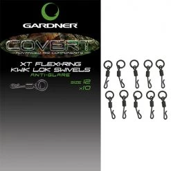 GARDNER TACKLE COVERT XT FLEXI-RING KWIK LOK SWIVELS SIZE 12 ANTI GLARE